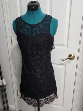 AKIRA Black Lace Dress with Sheer Yoke Y2k